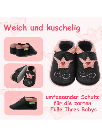 Sayoyo Baby Krabbelschuhe aus Leder, weiche Lauflernschuhe mit rutschfester Sohle 