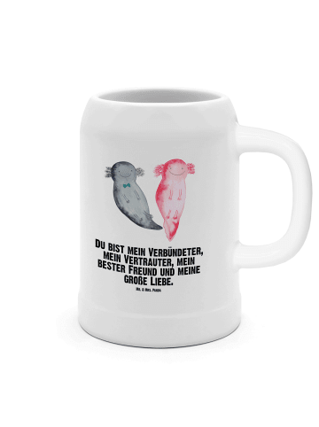 Mr. & Mrs. Panda Bierkrug Axolotl Freundin mit Spruch in Weiß