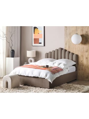 Beliani Doppelbett VINCENNES in Beige/Schwarz - (W) 147 x (H) 125 x (L) 214 cm