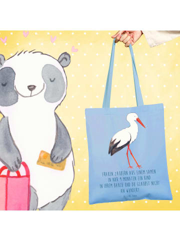 Mr. & Mrs. Panda Tasche Storch mit Spruch in Sky Blue