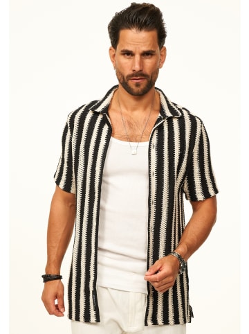 CARISMA Kurzarmhemd - gestreift als Poloshirt im Summer-Look für Herren in Black
