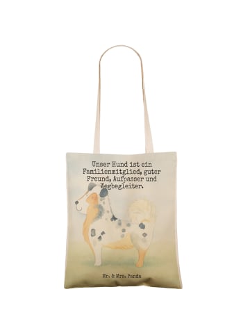 Mr. & Mrs. Panda Shopping Bag Hund Australien Shepherd Design mi... in Weiß