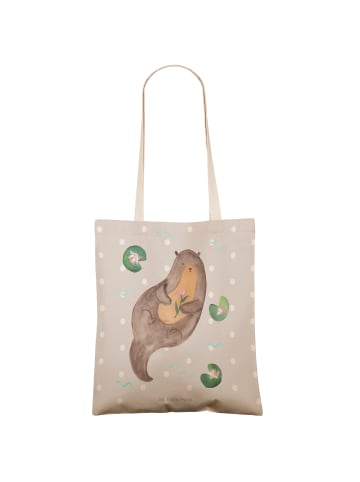 Mr. & Mrs. Panda Tote Bag Otter Seerose ohne Spruch in Grau Pastell