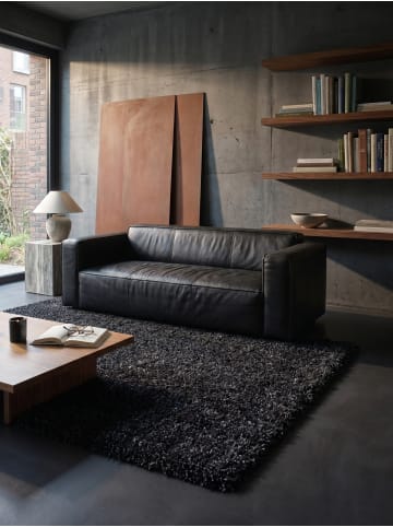 KADIMA DESIGN Teppich Hochflor Shaggy Waschbar Einfarbig RHEIN Strapazierfähig in Anthrazit