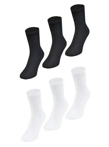Jako Socken 6er-Set gepolsterte Fersen- und Zehenbereich in Schwarz-Weiß