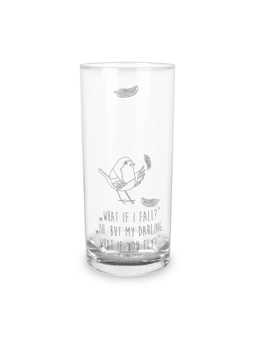 Mr. & Mrs. Panda Wasserglas Rotkehlchen Federn mit Spruch in Transparent