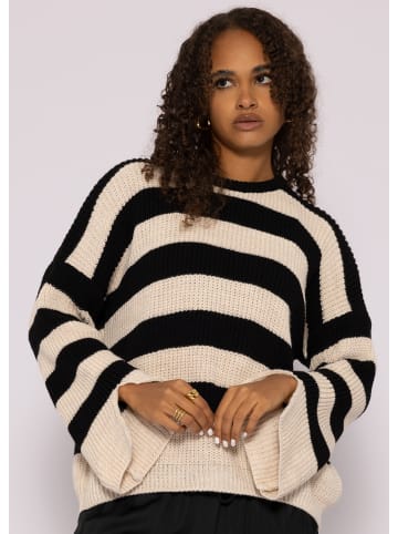 SASSYCLASSY Oversize Strick-Pullover in Beige, Schwarz