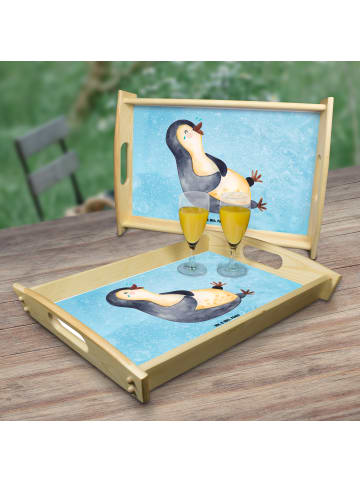 Mr. & Mrs. Panda Dekotablett Pinguin Lachen ohne Spruch in Eisblau