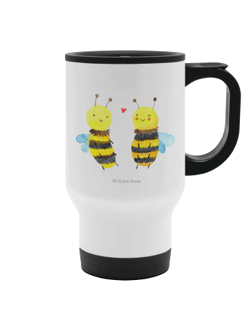 Mr. & Mrs. Panda Thermobecher Biene Verliebt ohne Spruch in Weiß