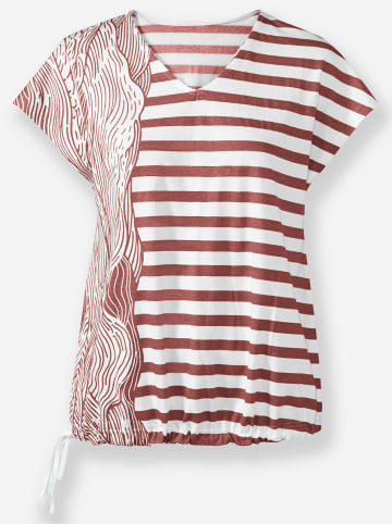 WITT WEIDEN Shirt in rotbraun-ecru-bedruckt