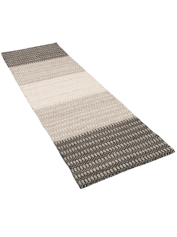Pergamon Natur Teppich Läufer Wolle Skandi  Stripes in Grau Creme