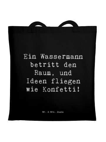 Mr. & Mrs. Panda Tragetasche Spruch Wassermann Ideenflug mit Spruch in Schwarz