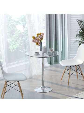 HOMCOM Esstisch-Ø70 x 74,5H cm-Silber