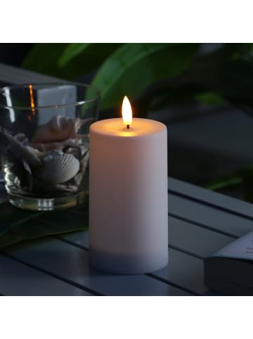 MARELIDA LED Solar Kerze Outdoorkerze mit Sensor H: 12,5cm in weiß