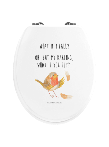 Mr. & Mrs. Panda Klo-Deckel Rotkehlchen Federn mit Spruch in Weiß