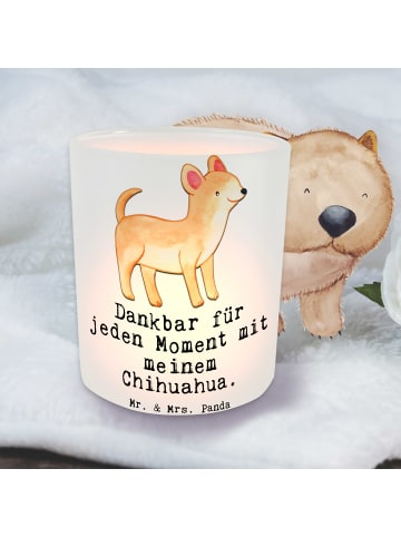 Mr. & Mrs. Panda Glas Teelichthalter Chihuahua Moment mit Spruch in Transparent
