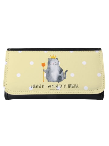 Mr. & Mrs. Panda Damen Geldtasche Katze König mit Spruch in Gelb Pastell