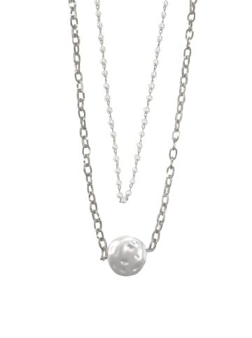ANELY Layering Halskette mit Perlmutt Stein Anhänger Modeschmuck in Silber