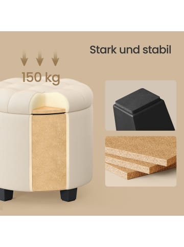 SONGMICS Sitzhocker Maceo in Hellbeige - (B)45 x (H)44.5 x (T)45 cm