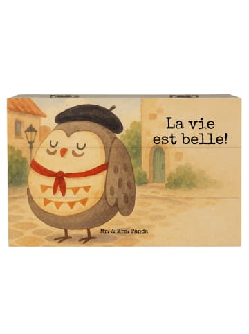 Mr. & Mrs. Panda Box aus Holz Eule Frankreich Design mit Spruch in Weiß