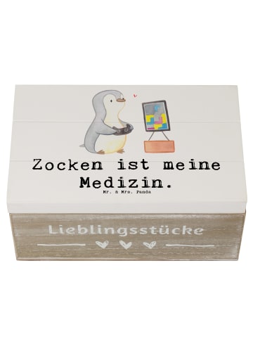 Mr. & Mrs. Panda Aufbewahrungsbox Pinguin Zocken mit Spruch in Weiß