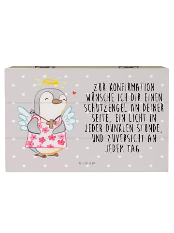 Mr. & Mrs. Panda Holzkiste Pinguin Konfirmation mit Spruch in Grau Pastell