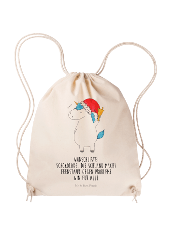 Mr. & Mrs. Panda Beutel Einhorn Weihnachtsmann mit Spruch in Creme