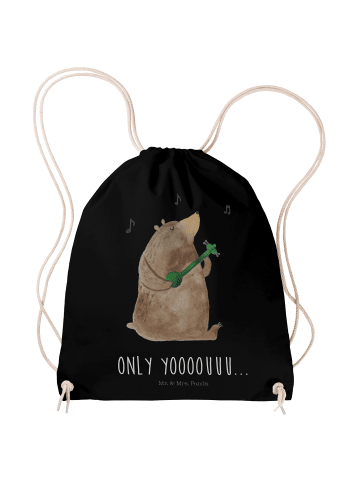 Mr. & Mrs. Panda Jutebeutel Bär Gitarre mit Spruch in Schwarz