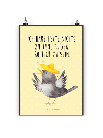 Mr. & Mrs. Panda Poster Rabe Sombrero mit Spruch in Gelb Pastell