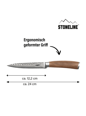 Stoneline Hammerschlag Allzweckmesser , aus Damaszenerstahl in Holzoptik