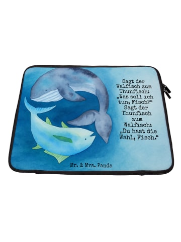 Mr. & Mrs. Panda Hülle Laptop Walfisch Thunfisch Design mit Spruch in Weiß