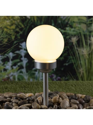 MARELIDA LED Solar Kugel Gartenleuchte mit Erdspieß D: 25cm in weiß