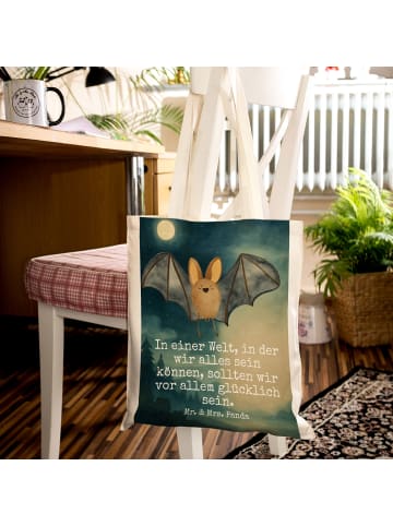 Mr. & Mrs. Panda Jutebeutel Fledermaus Flügel Design mit Spruch in Weiß