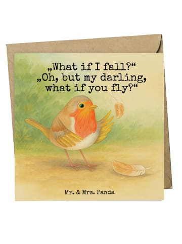 Mr. & Mrs. Panda Einladungskarte Rotkehlchen Federn Design mit S... in Weiß