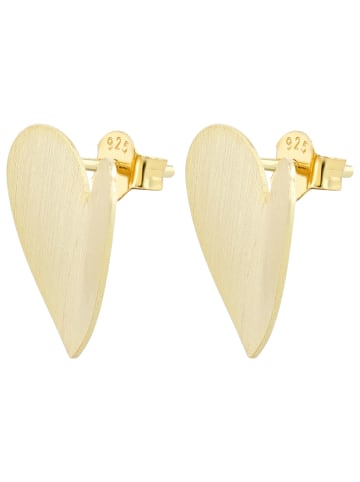 Adeliás Damen Ohrringe – Ohrstecker Herz aus 925 Silber in gold