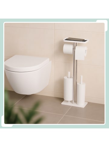 relaxdays WC-Garnitur in Weiß – (B)30 x (H)77 x (T)15 cm