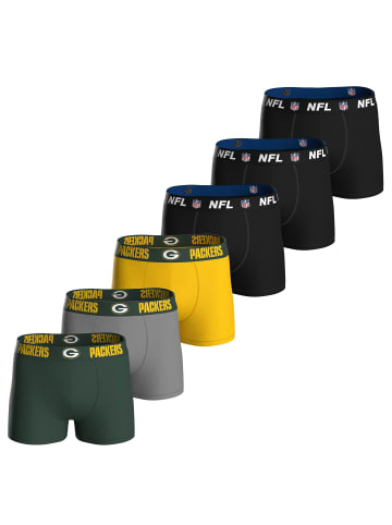NFL Boxershort 6er Pack in Green Bay Packers/Schwarz