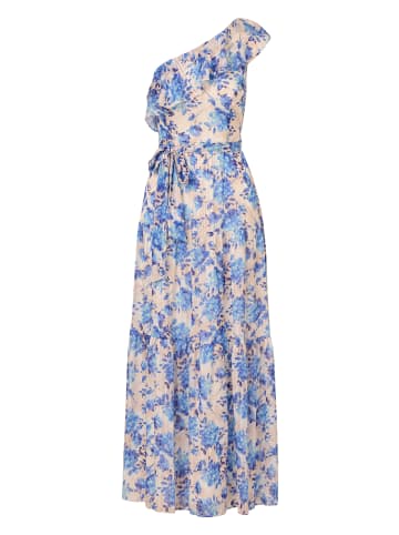 Adrianna Papell Langes Abendkleid Satin Stripe Ankle Dress in Champagne/Blue Multi