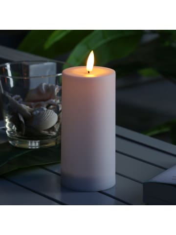 MARELIDA LED Solar Kerze für Außen Balkon Outdoorkerze 7x15cm Dämmerungssensor