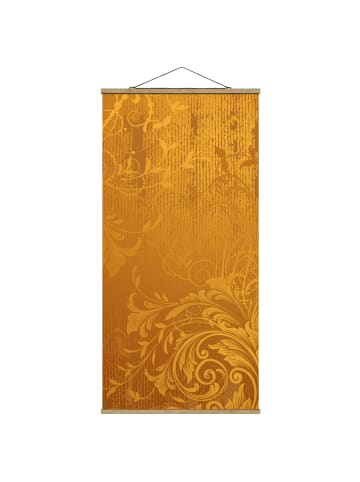 WALLART Stoffbild mit Posterleisten - Goldene Flora in Gold