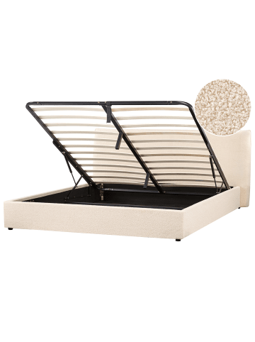 Beliani Bettgestell LAVAUR in Beige - (W) 185 x (H) 100 x (L) 220 cm