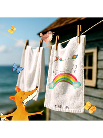 Mr. & Mrs. Panda Handtuch Einhorn Regenbogen ohne Spruch in Weiß