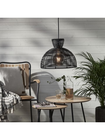 STAR Trading Outdoor Lampenschirm ,Runde, aus Kunst-Rattan, schwarz, E27, Ø 37,5cm
