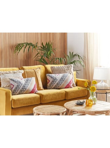 Beliani 2er-Set Dekokissen BETULA in Beige/Grau/Rot