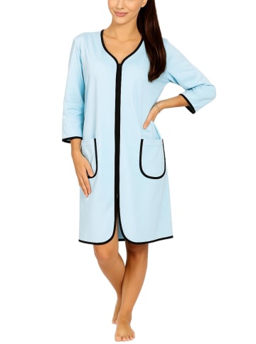 Aquarti Aquarti Damen Bademantel mit Reißverschluss 3/4 Ärmel in türkis