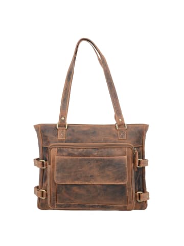 Greenburry Vintage Schultertasche Leder 36 cm in cognac