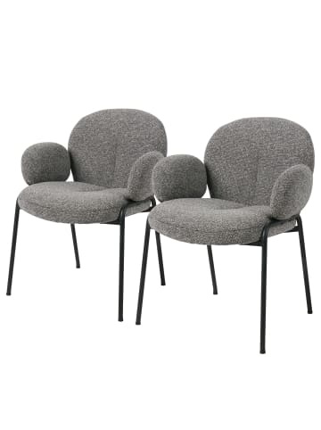 home24 Armlehnenstuhl Telan 2er-Set in Grau