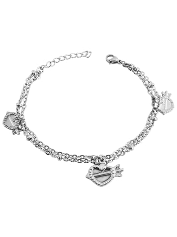 Adeliás Damen Armband – Herz aus Edelstahl 17 cm in silber