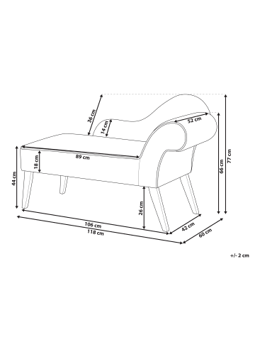 Beliani Chaiselongue BIARRITZ in Gelb/Schwarz - (W) 118 x (H) 77 x (L) 60 cm