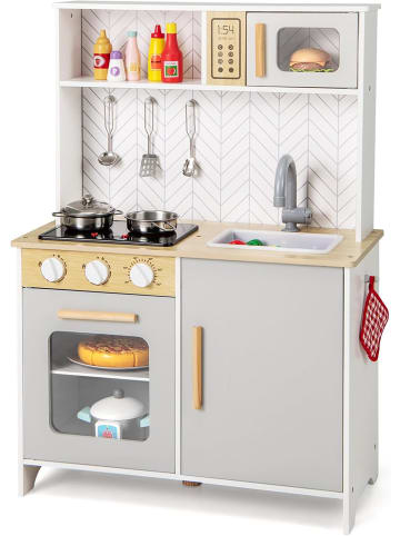 COSTWAY Kinderküche mit Zubehör in Weiß